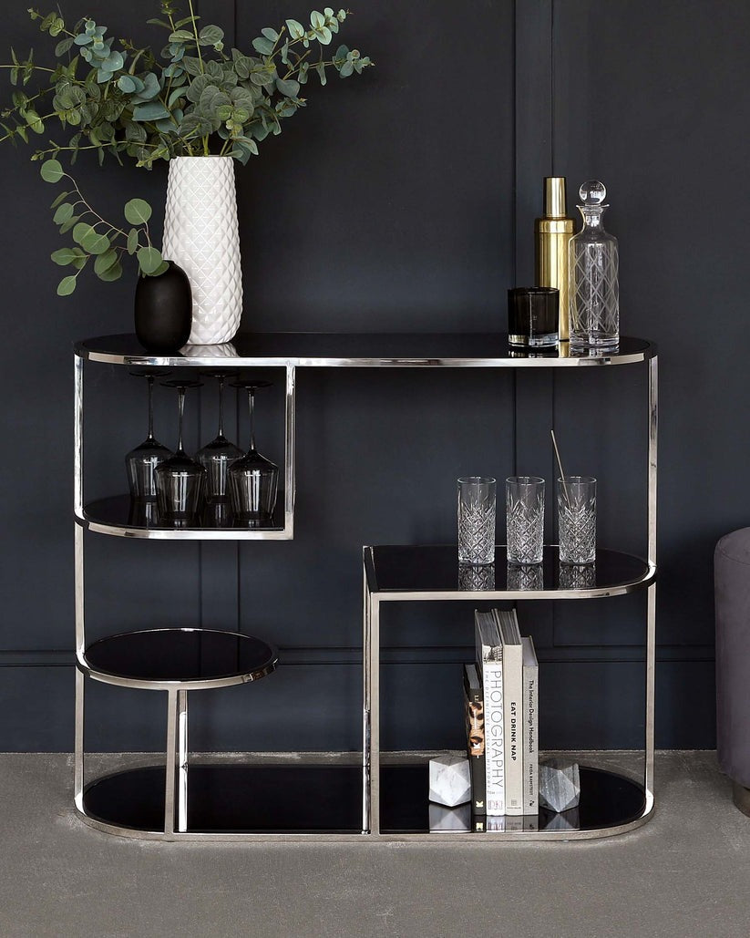 Monroe Smoked Mirror & Stainless Steel Console Table