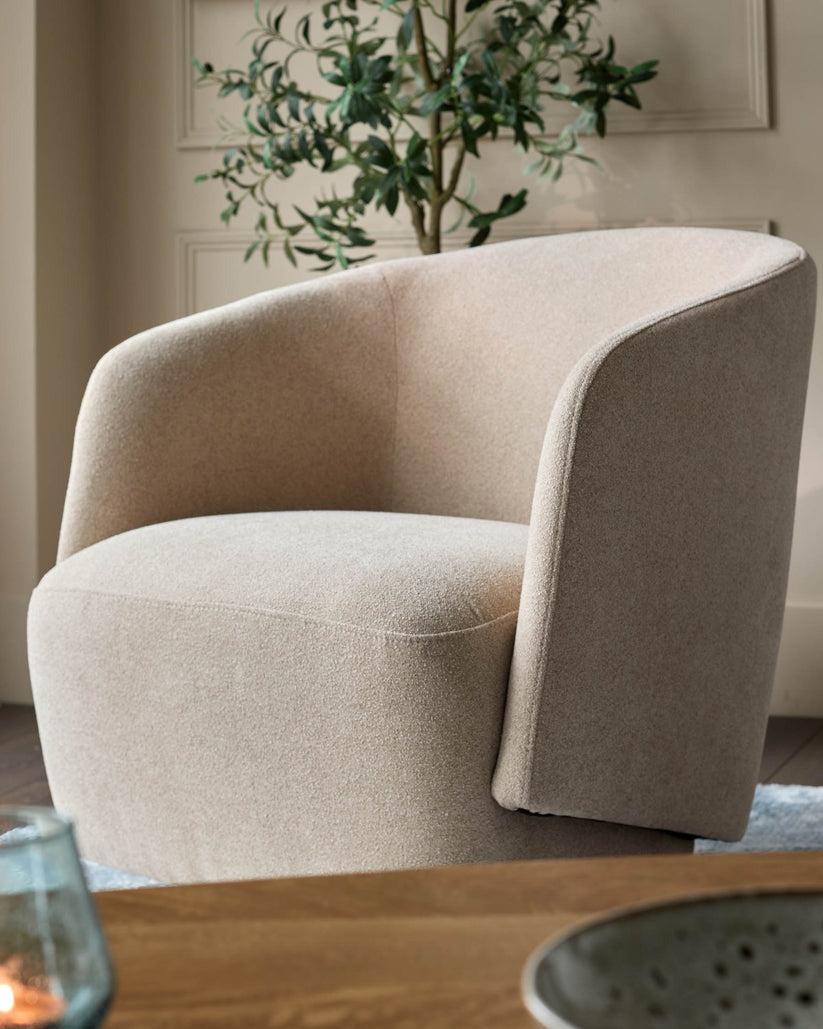 Natalia Natural Boucle Swivel Occasional Chair