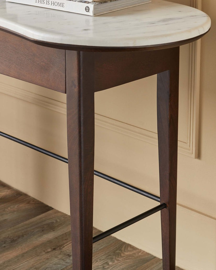 Reagan Dark Mango Wood Marble Top Dressing Table