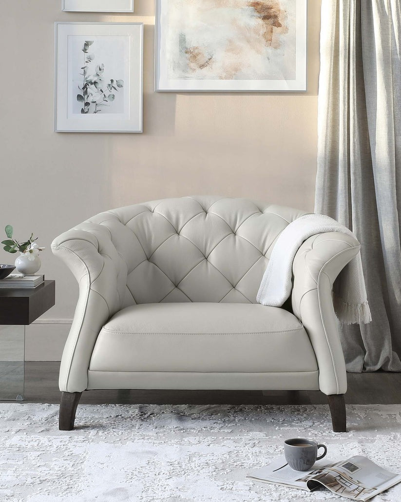 Luxe Modern Leather And Dark Wood Leg Armchair