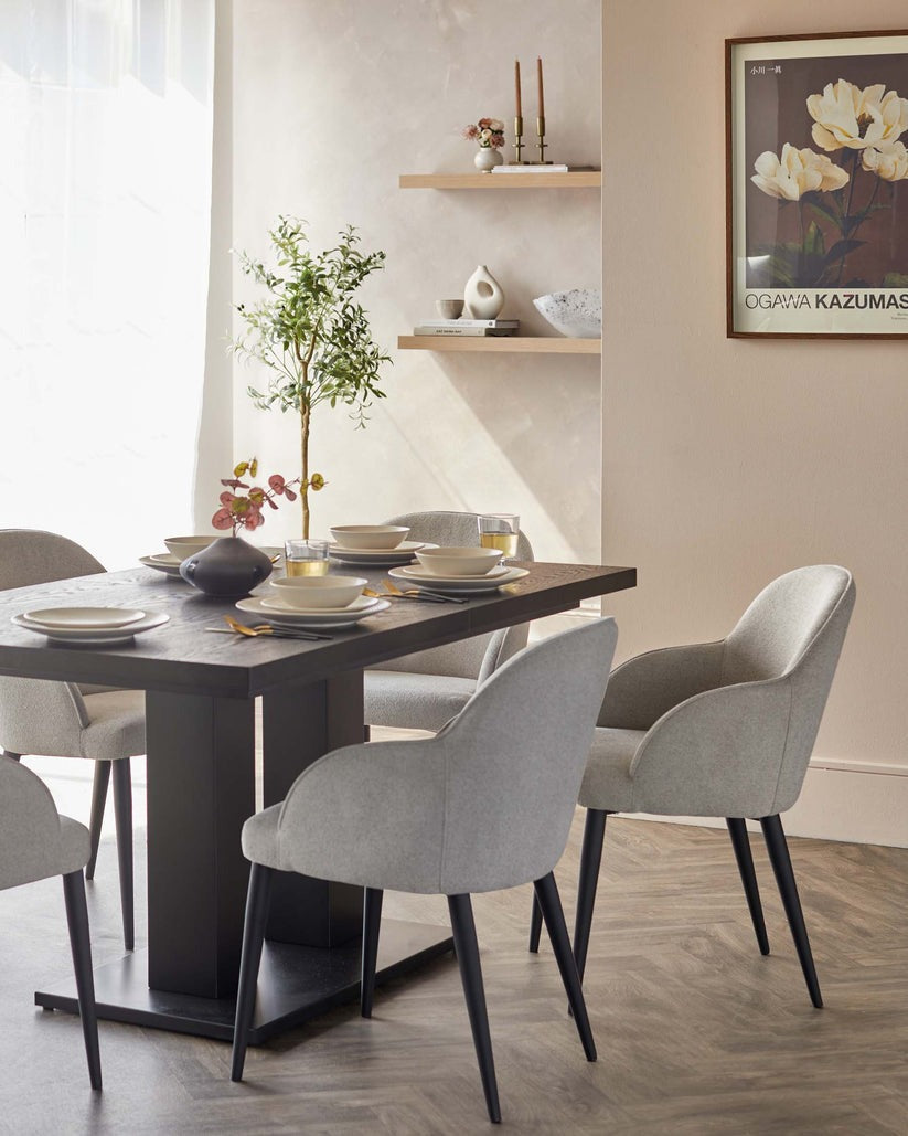 Lani Light Grey Boucle Dining Chair - 2 Set