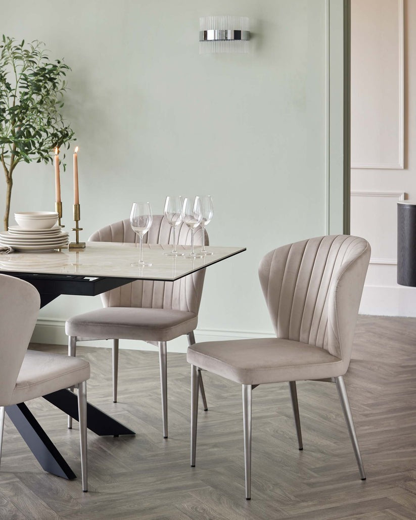 Harper Plush Velvet Stainless Steel Dining Chair - 2 Set