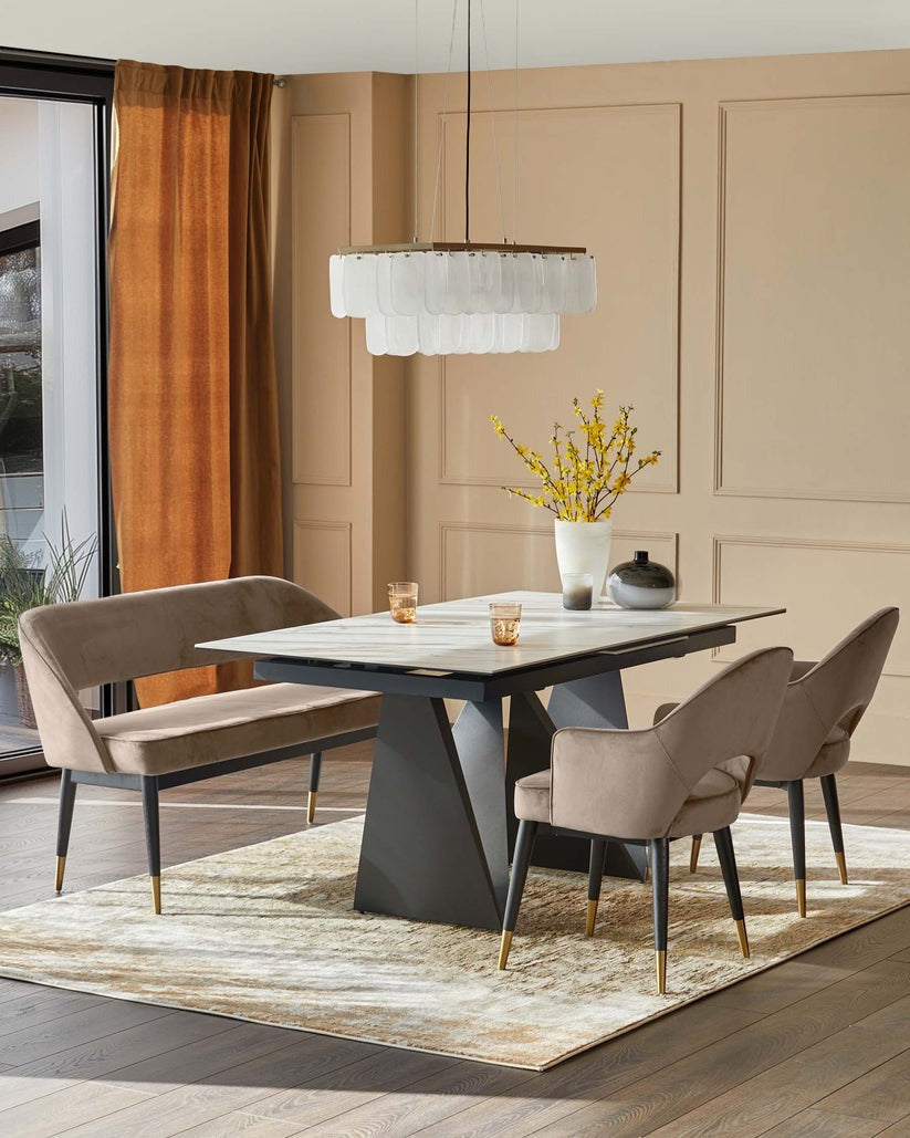 Clover Velvet & Brushed Brass Dining Armchair
