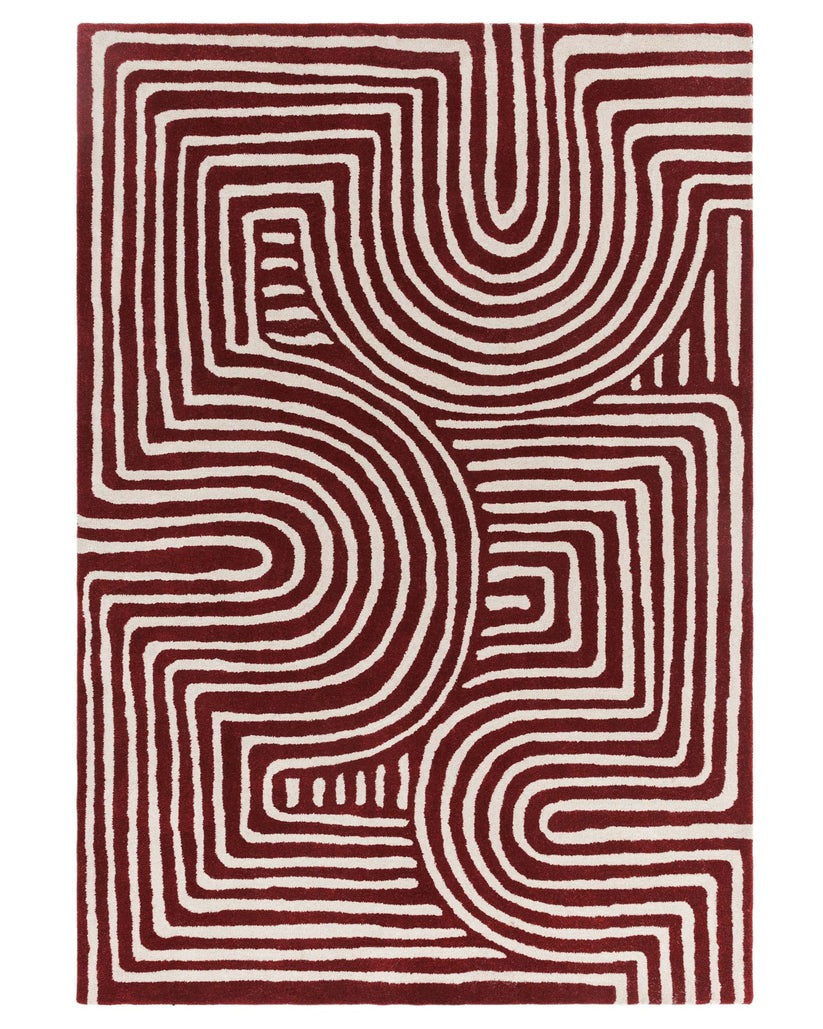 Abstract Swirl Ochre Wool Medium Rug