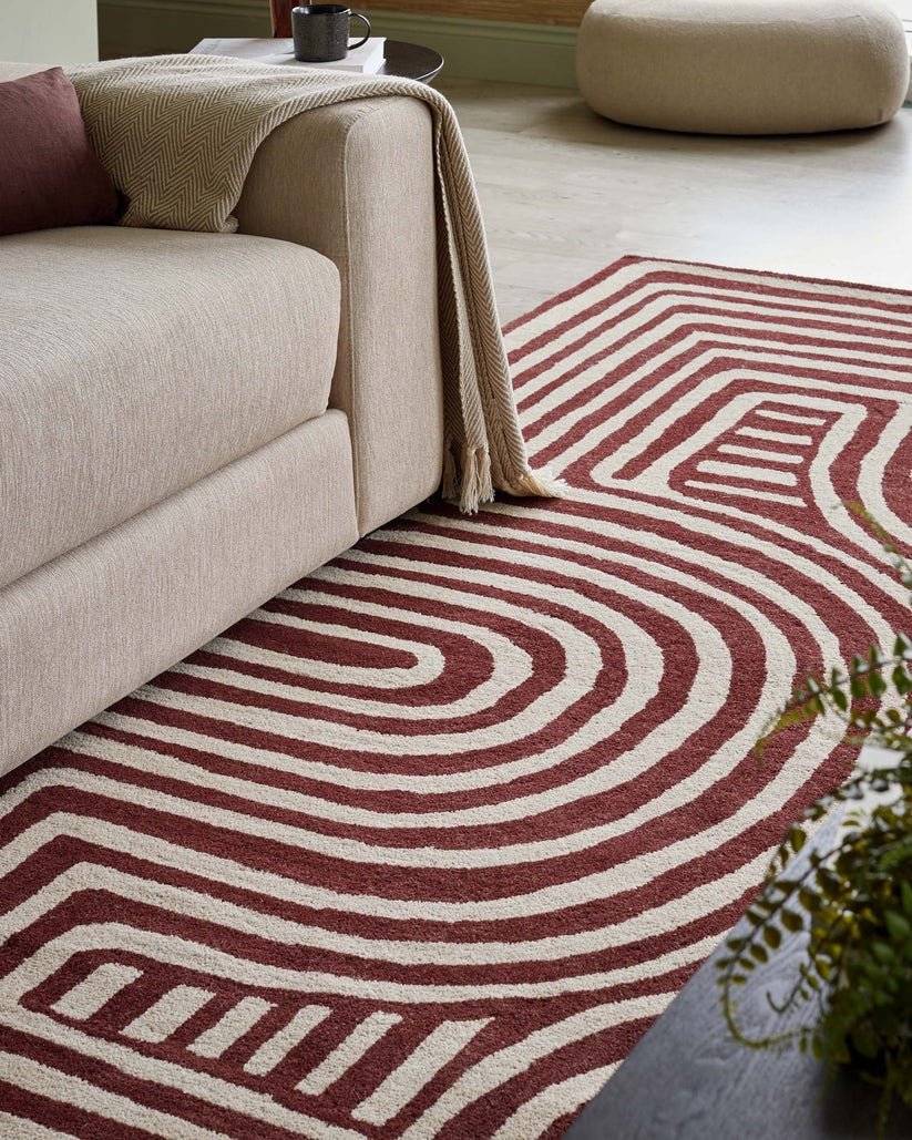 Abstract Swirl Ochre Wool Medium Rug
