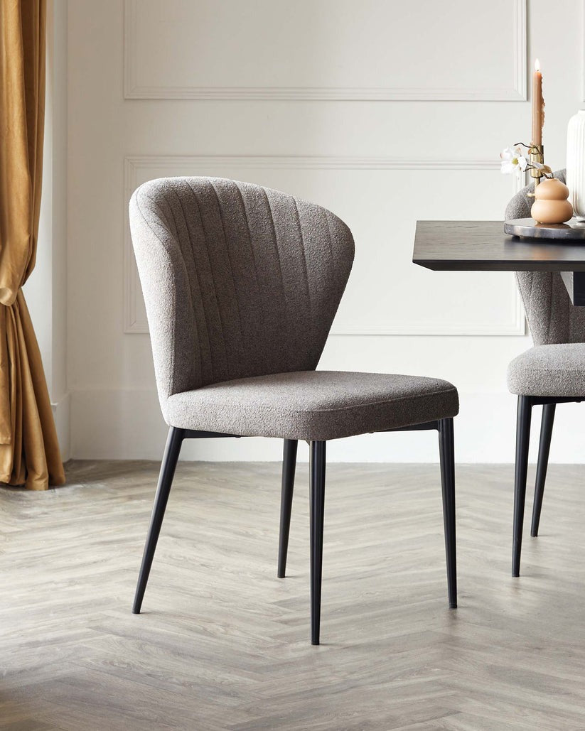 Harper Boucle Black Metal Dining Chair - 2 Set