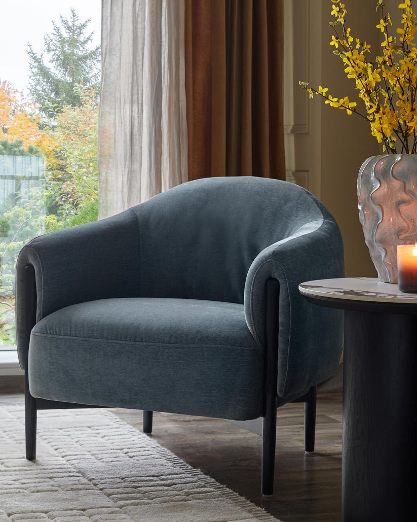 Tristan Fabric Accent Chair with Black Wood