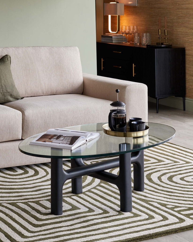 Abstract Swirl Ochre Wool Medium Rug
