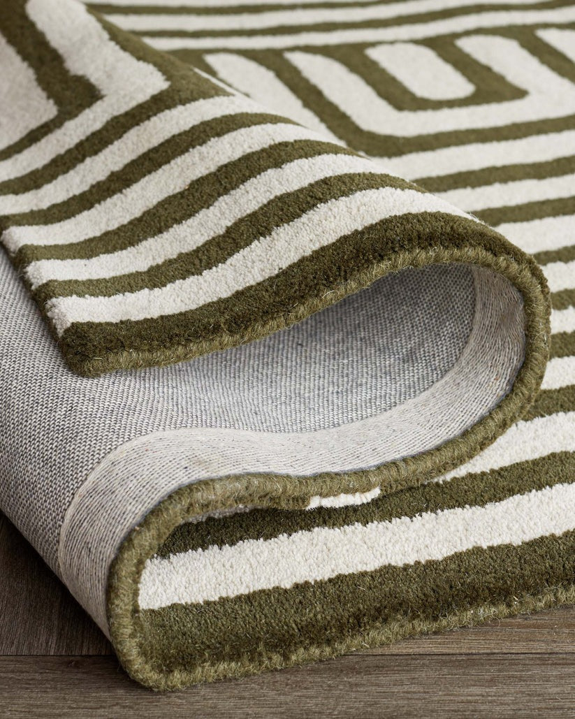 Abstract Swirl Ochre Wool Medium Rug