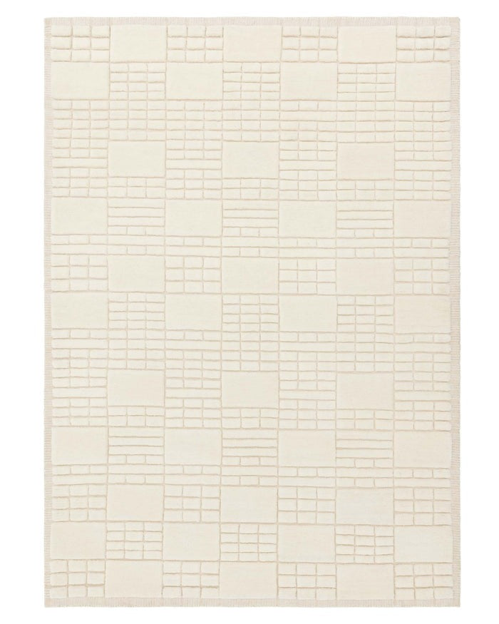 Mosaic Cream Sculpted Wool Large Rug