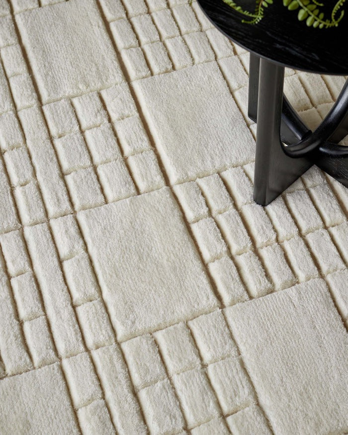 Mosaic Cream Sculpted Wool Large Rug