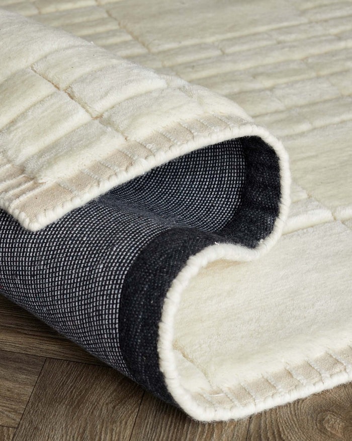 Mosaic Cream Sculpted Wool Large Rug