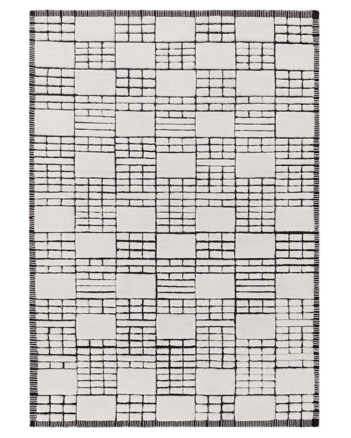 Mosaic Cream Sculpted Wool Large Rug