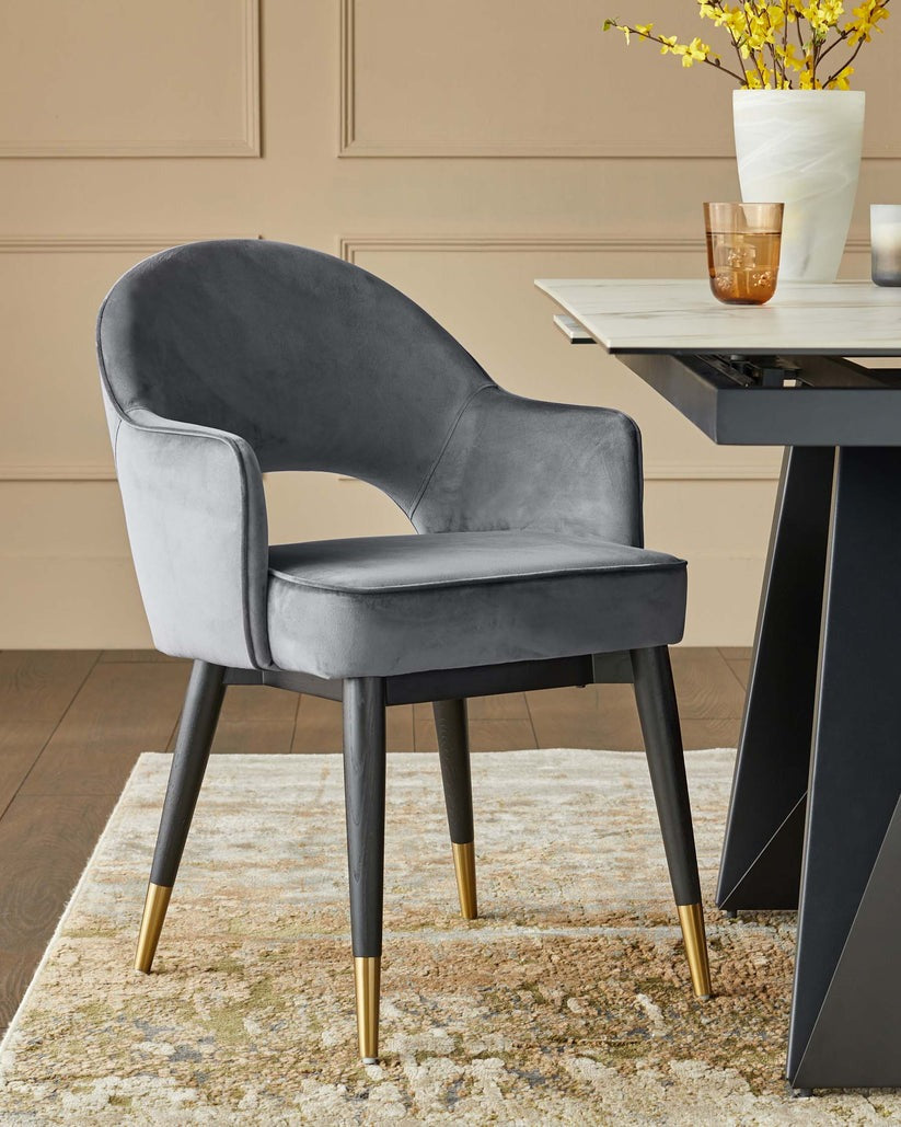 Clover Velvet & Brushed Brass Dining Armchair