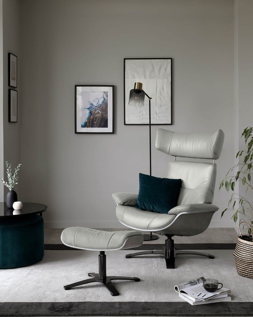 Karma Leather Swivel Recliner Accent Chair & footstool