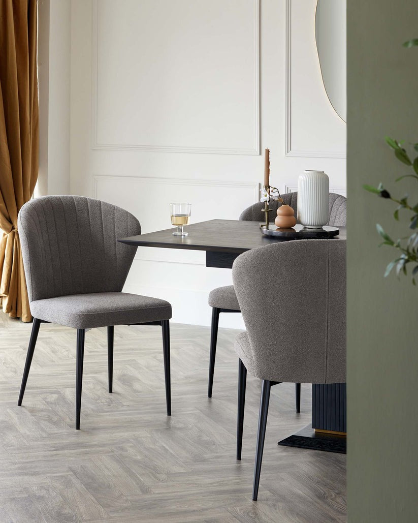 Harper Boucle Black Metal Dining Chair - 2 Set