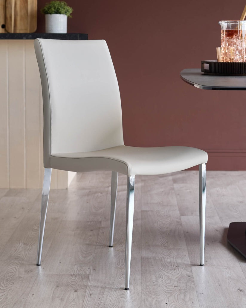 Elise Faux & Chrome Leather Dining Chair - 2 Set