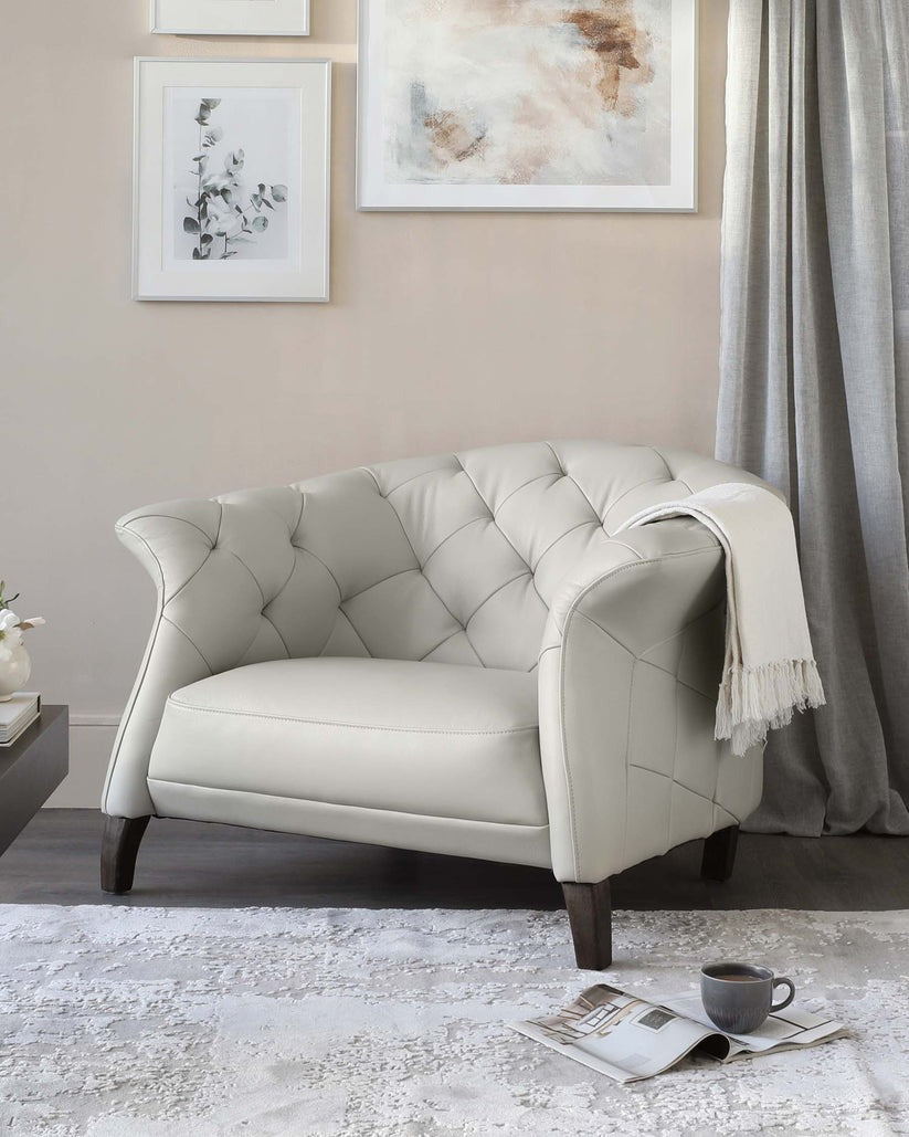 Luxe Modern Leather And Dark Wood Leg Armchair