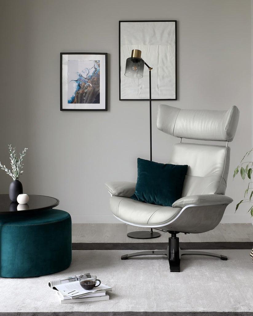 Karma Leather Swivel Recliner Accent Chair & footstool