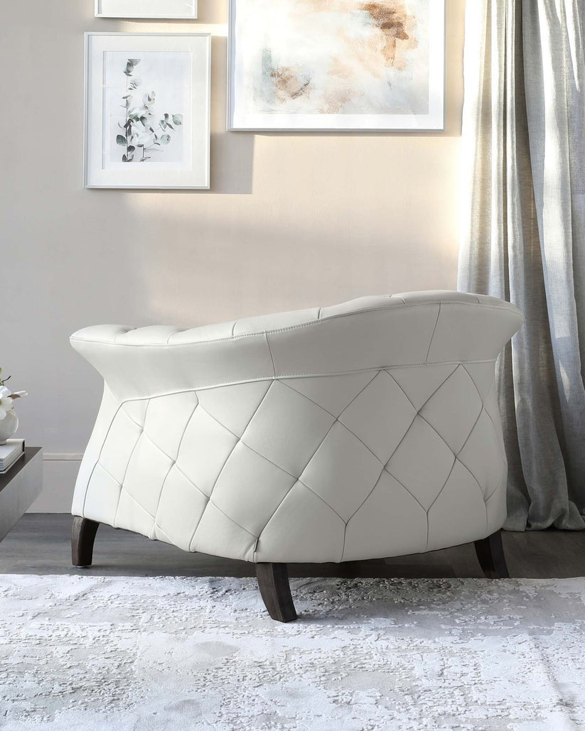 Luxe Modern Leather And Dark Wood Leg Armchair