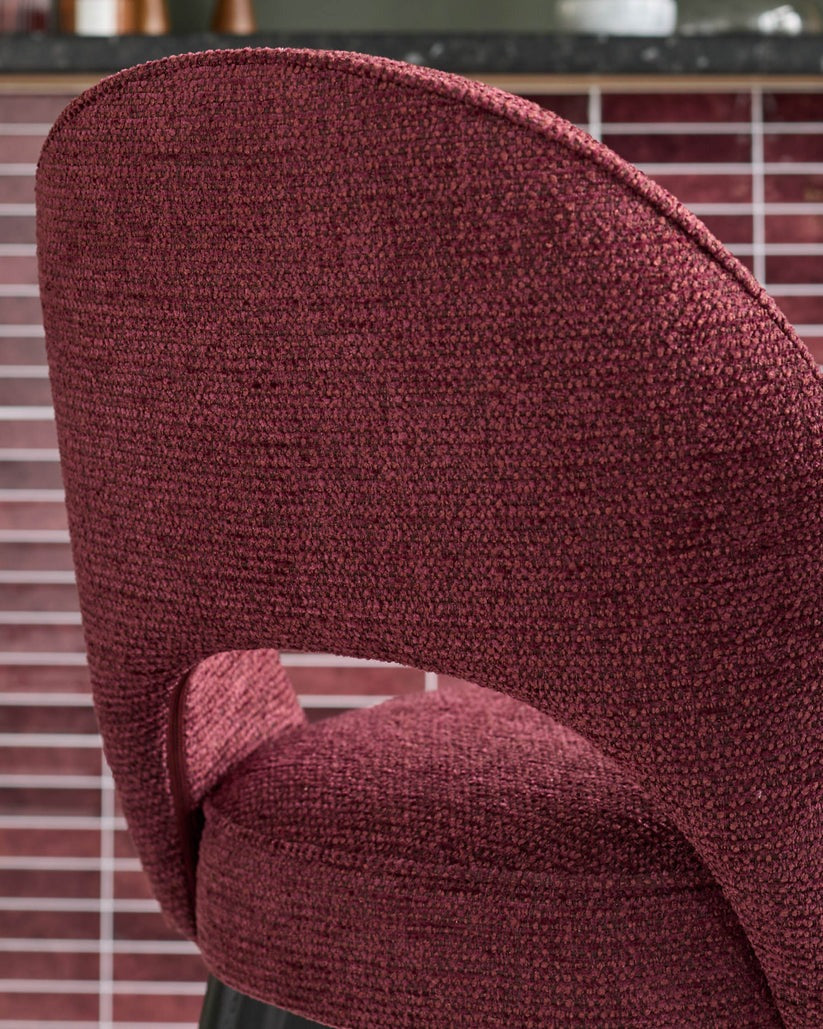 Clover Berry Red Chunky Fabric Dining Chair - 2 Set
