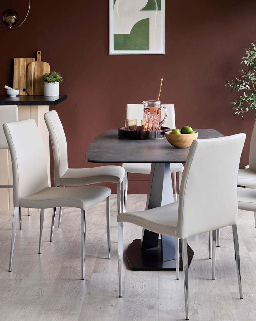 Elise Faux & Chrome Leather Dining Chair - 2 Set