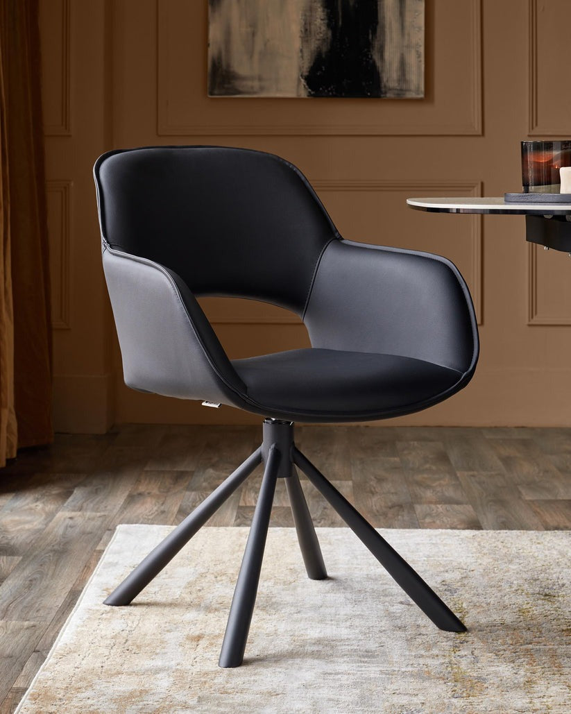 Marlow Faux Leather Swivel Dining Armchair - 2 Set