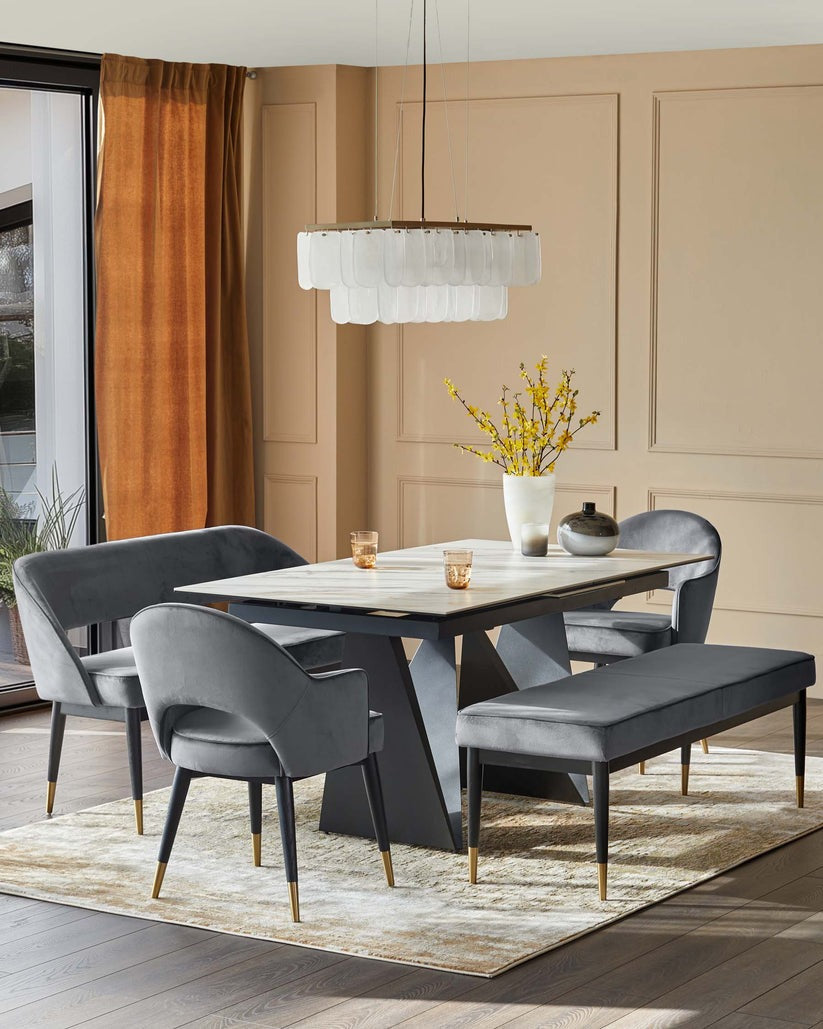 Clover Velvet & Brushed Brass Dining Armchair