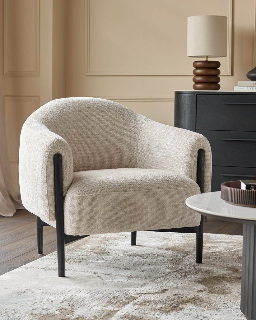 Tristan Fabric Accent Chair with Black Wood