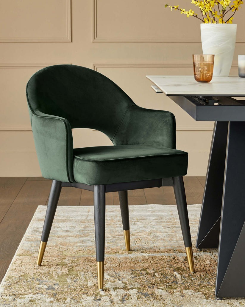 Clover Velvet & Brushed Brass Dining Armchair