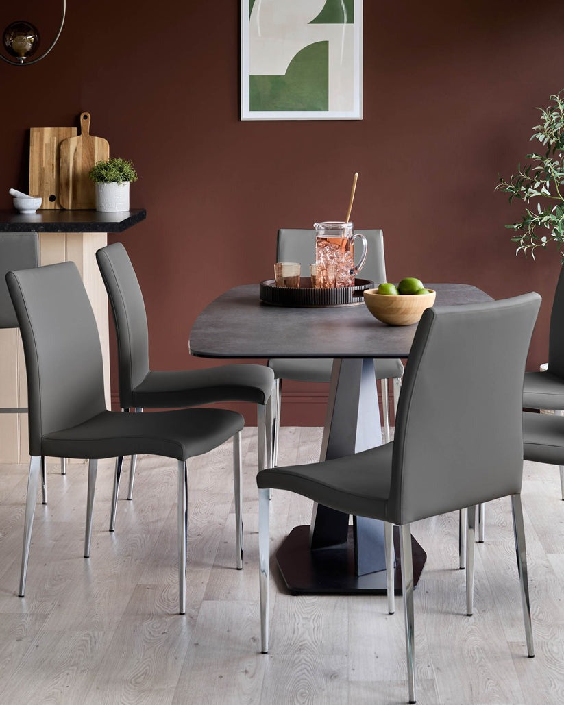 Elise Faux & Chrome Leather Dining Chair - 2 Set