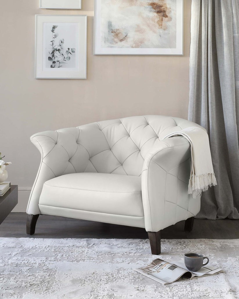 Luxe Modern Leather And Dark Wood Leg Armchair