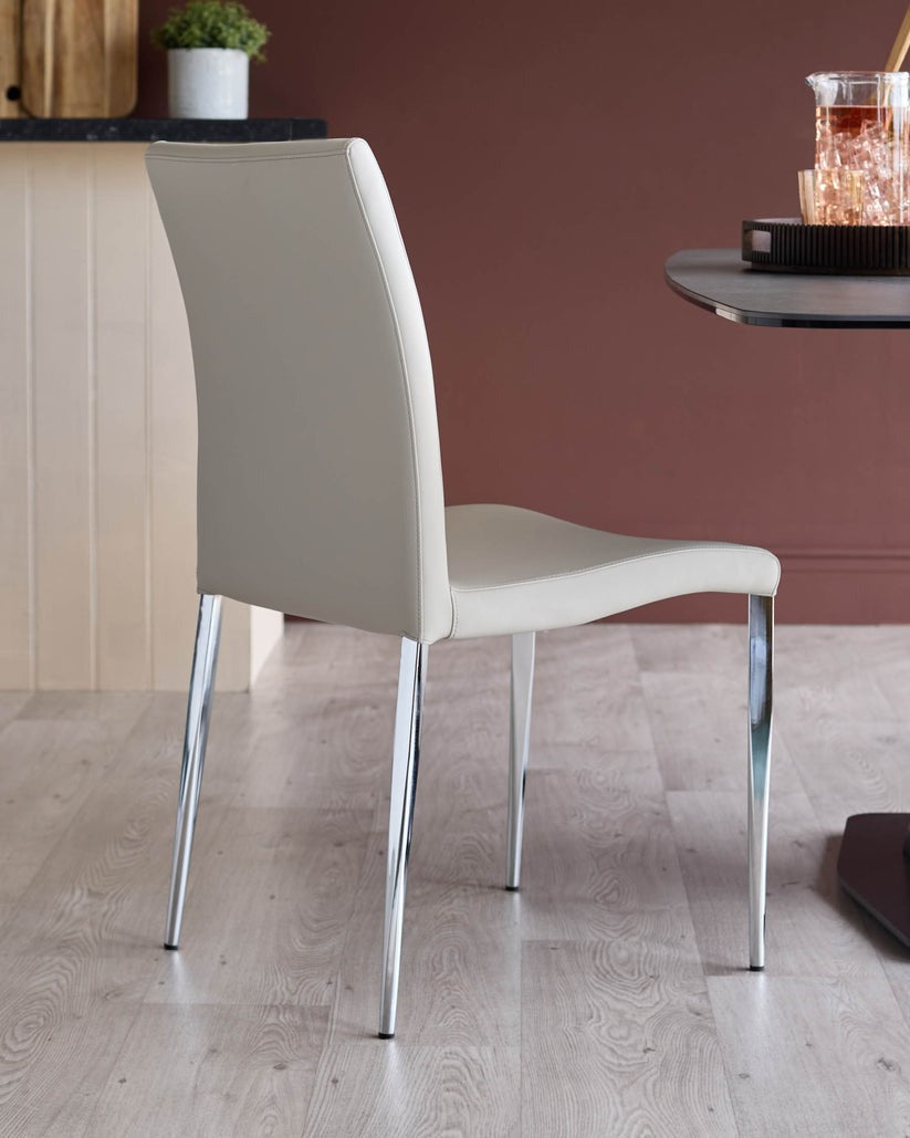 Elise Faux & Chrome Leather Dining Chair - 2 Set