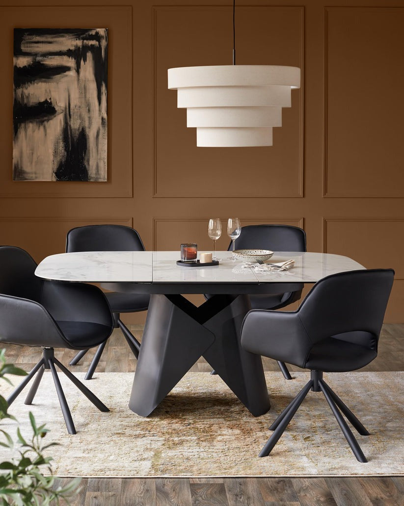 Marlow Faux Leather Swivel Dining Armchair - 2 Set