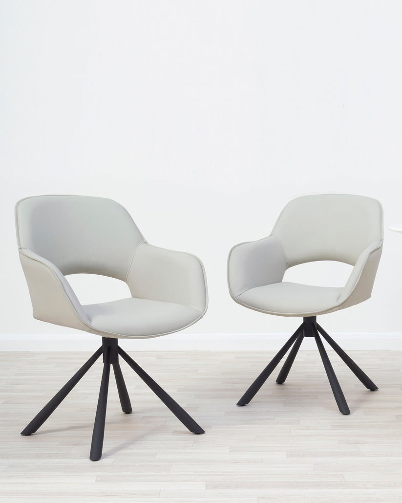 Marlow Faux Leather Swivel Dining Armchair - 2 Set
