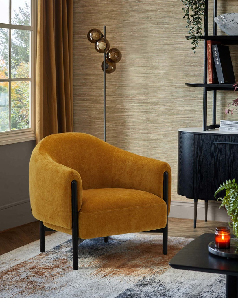 Tristan Fabric Accent Chair with Black Wood