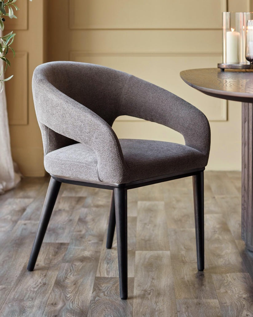 Heath Dark Grey Boucle Dining Chair