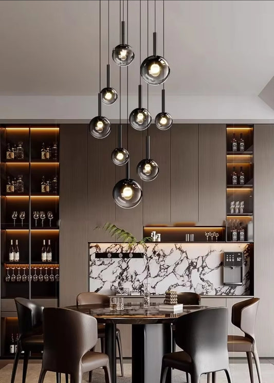 Hatton Glass 12- LED Light Adjustable Drop Pendant