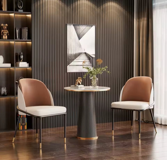 Georgiva                                                 Set Of 2 Luxurious Upholstered Dining Room Chairs, Two Toned Design