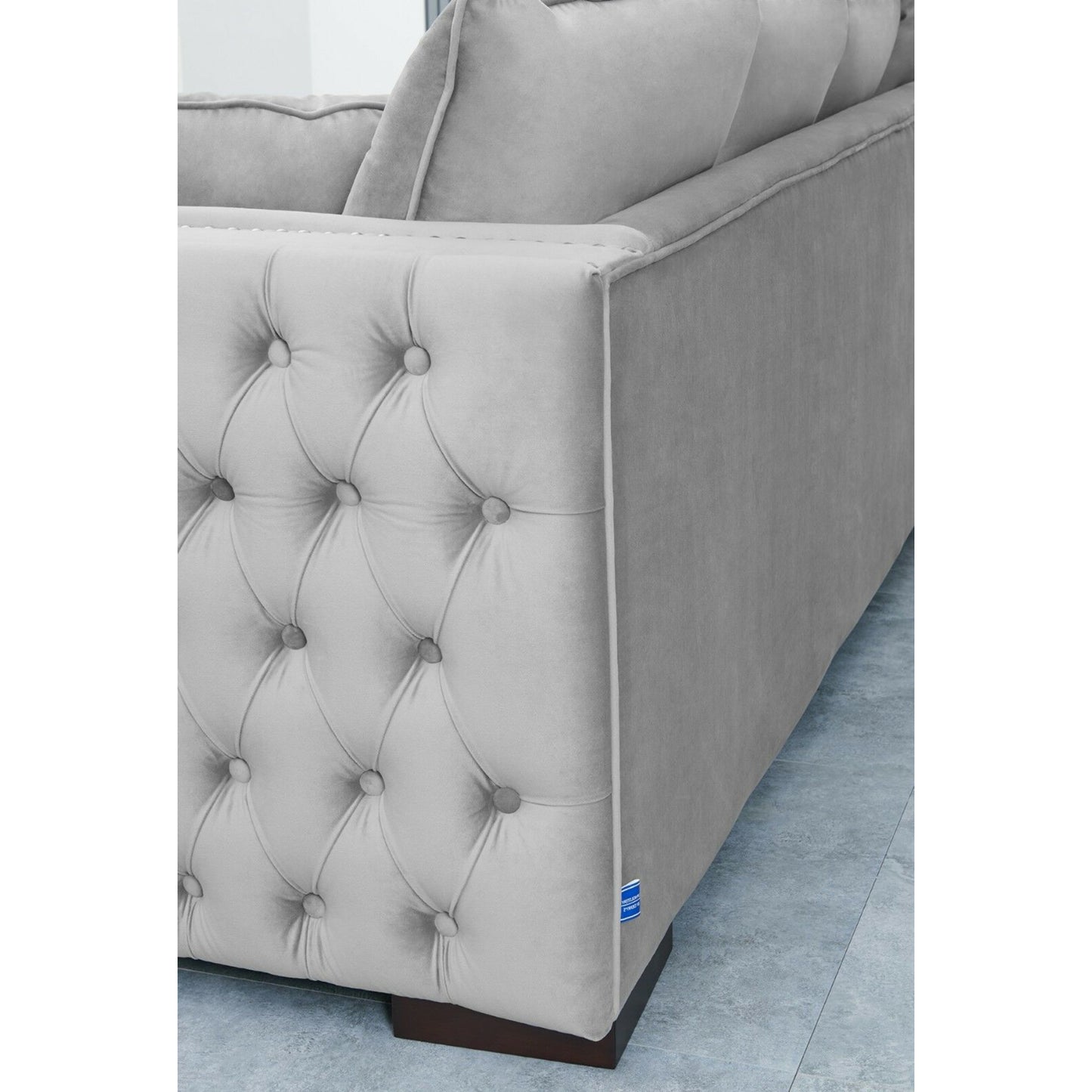 Obeid Grey-Silver Luxury Velvet Corner Settee Suite Sofa