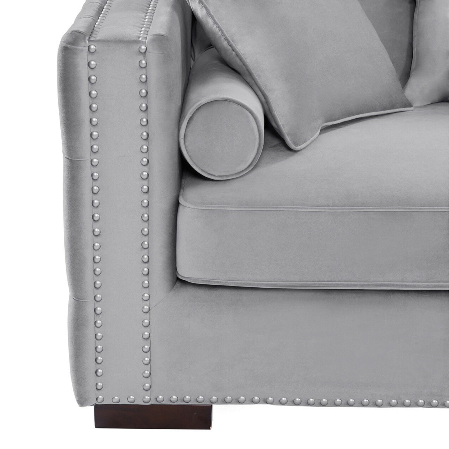 Obeid Grey-Silver Luxury Velvet Corner Settee Suite Sofa