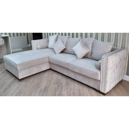 Obeid Corner Sofa in Luxury CREAM Velvet
