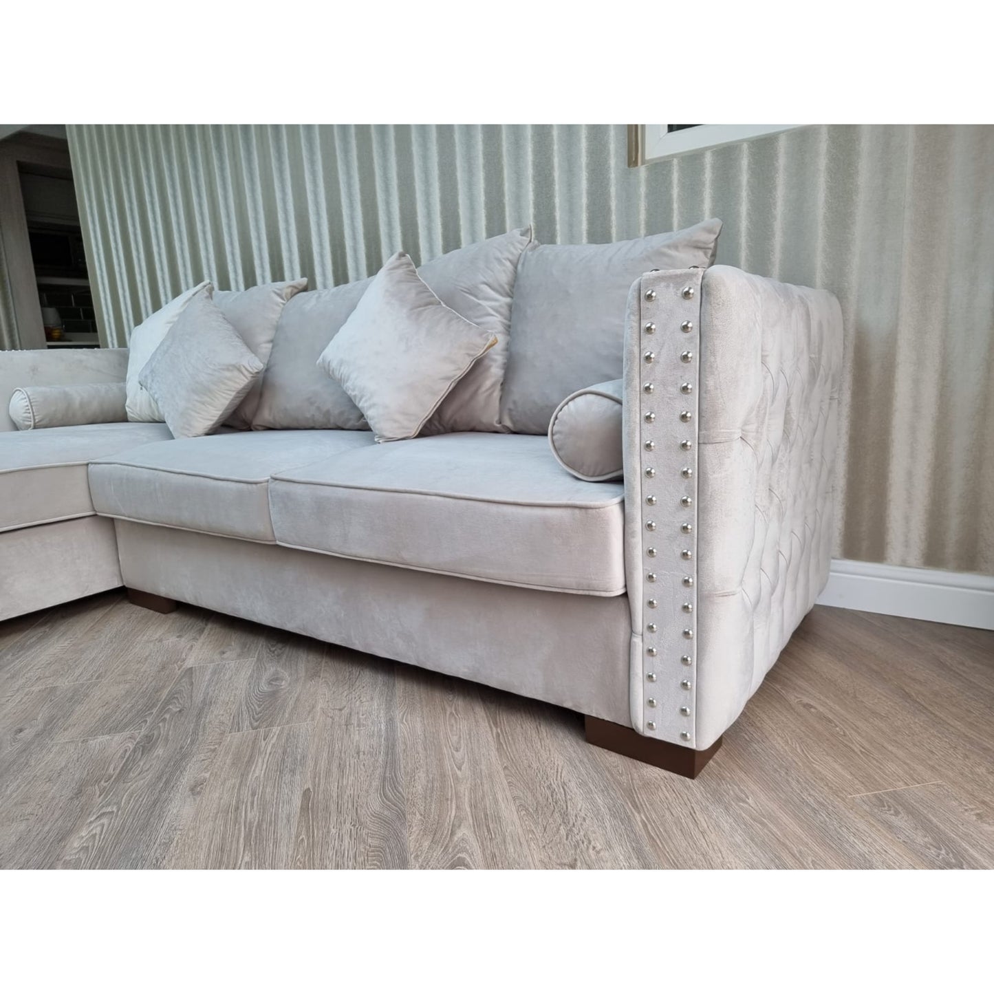 Obeid Corner Sofa in Luxury CREAM Velvet