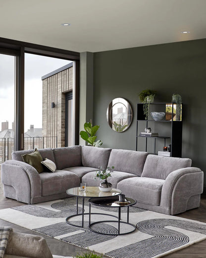 Casey Mid Grey Chenille Fabric Small Corner Sofa