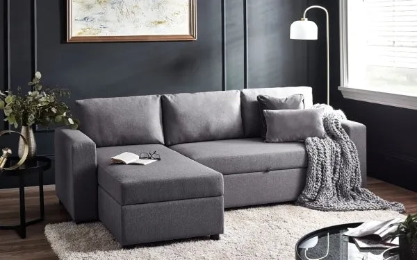 Angel Grey Linen Sofabed With Storage