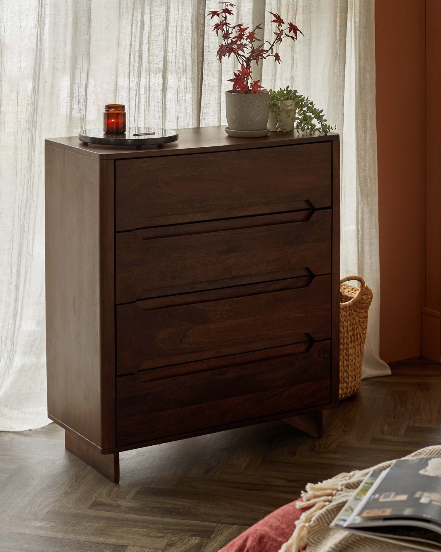 Bryce Dark Mango Wood Chest of Drawers
