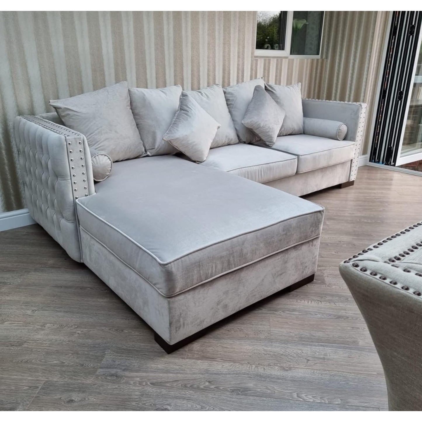 Obeid Corner Sofa in Luxury CREAM Velvet