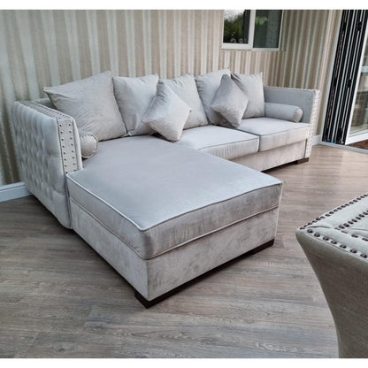 Obeid Corner Sofa in Luxury CREAM Velvet