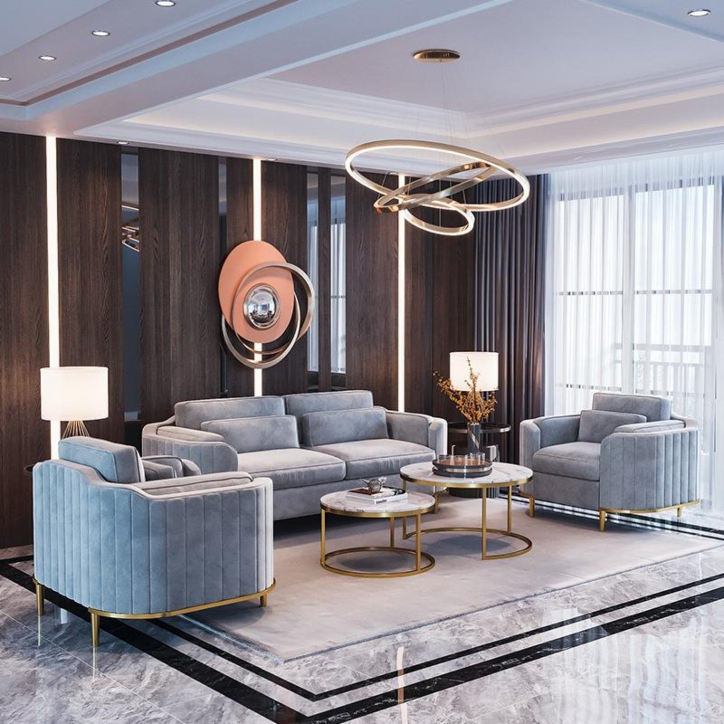 Suki Sofas Suite Sets in Luxury Grey Velvet