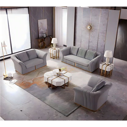 Gadarif Sofa Set in Luxury Grey Velvet